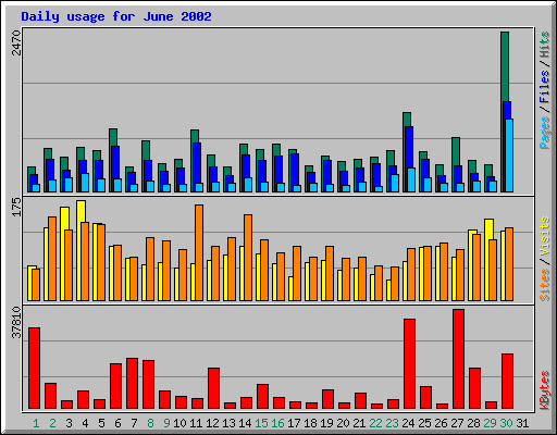 Daily usage for June 2002